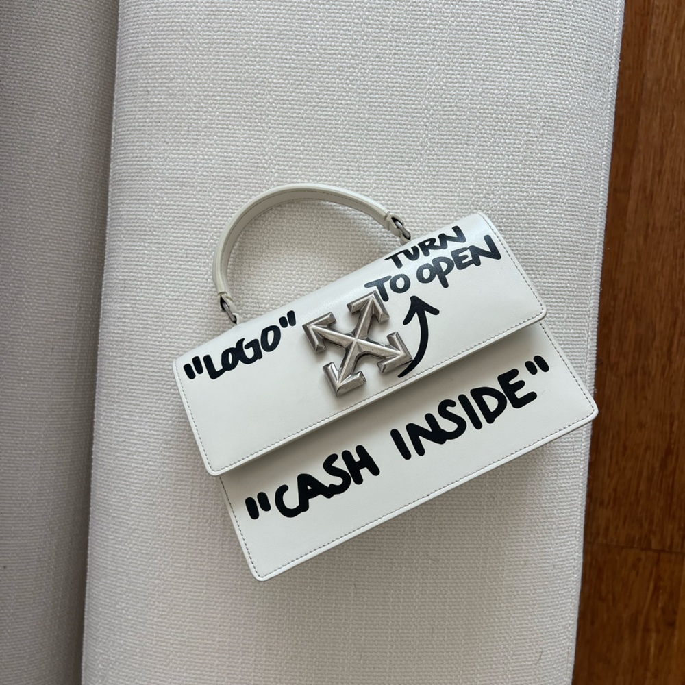 Off-White “cash inside” top handle purse